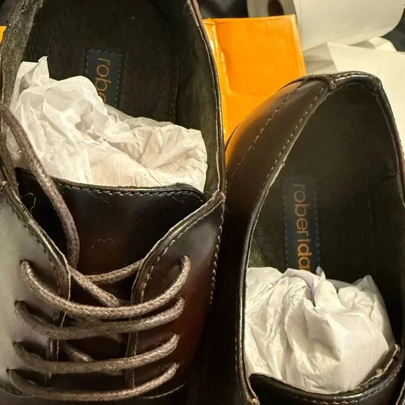 Robert David brown leather lace up dress shoes size 10M nwt - Picture 6 of 8